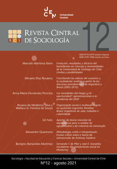 					Ver Vol. 12 Núm. 12 (2021): Revista Central de Sociología nº12
				